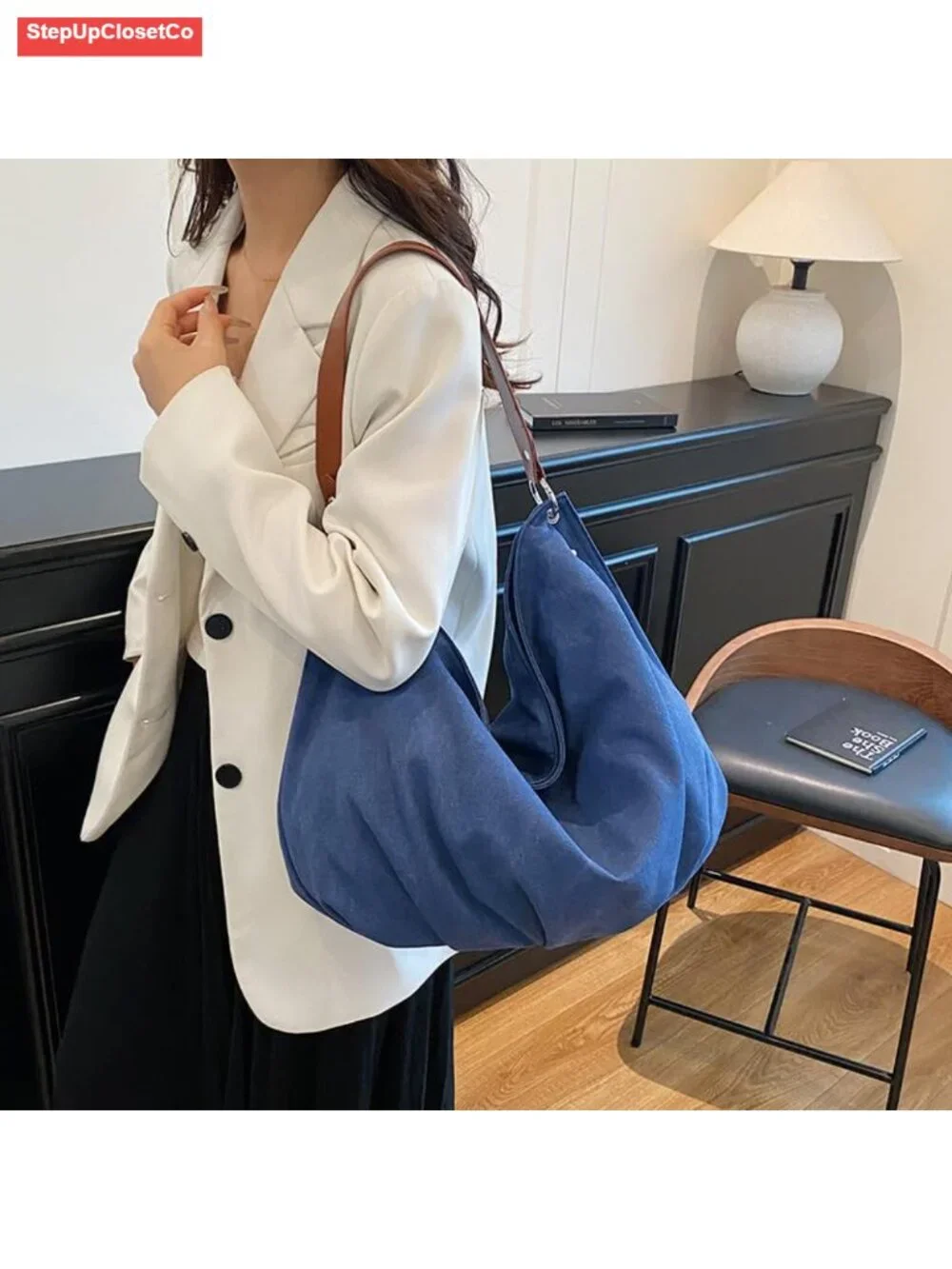 Large Canvas Hobo Bag Women Slouchy Crescent Crossbody Shoulder Purse Work